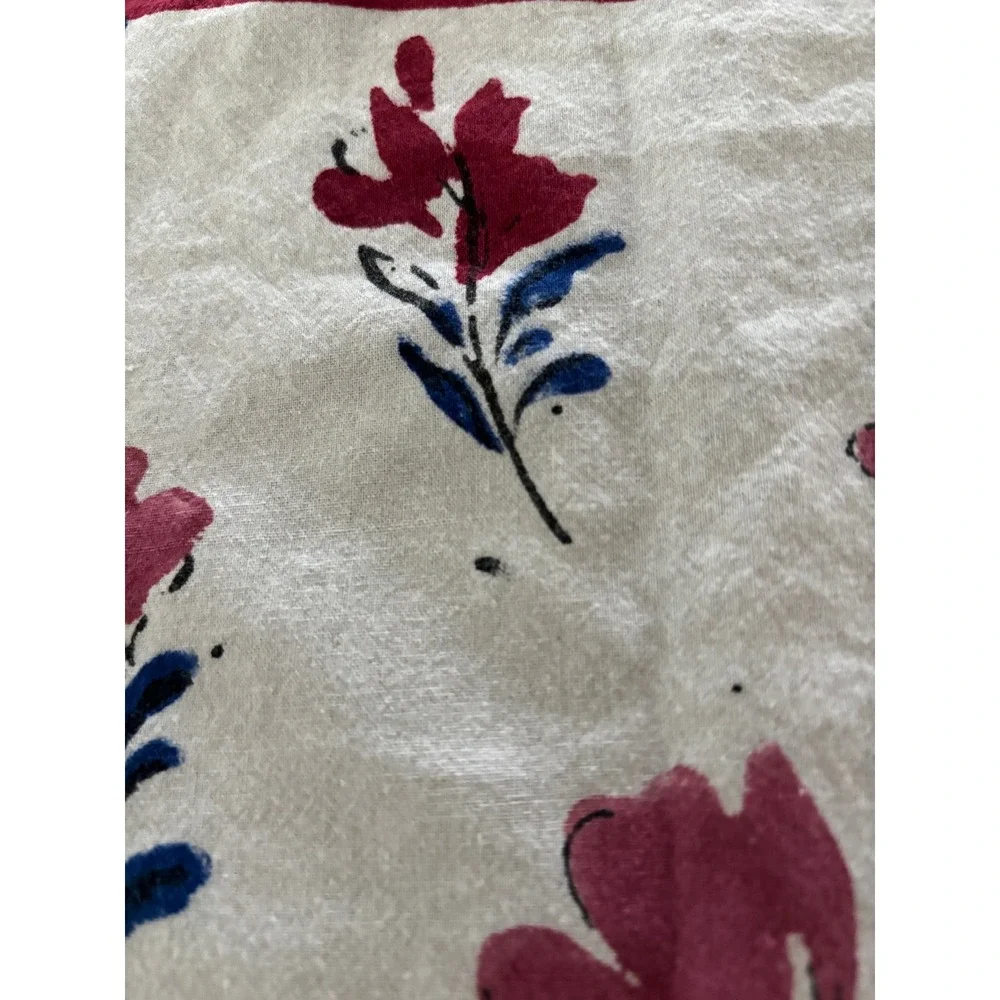 Paisley Label by Kerri Cassill Tea Towels Set/2 White Floral Hand Block Print